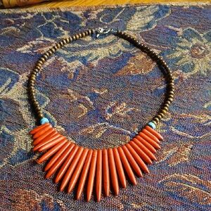 Beautiful Handmade Red and Brown Beaded Necklace